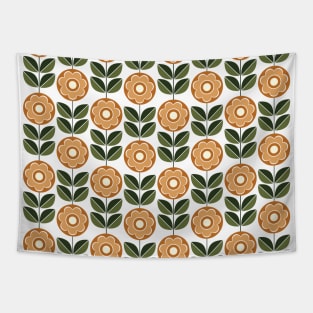 Retro Geometric Flower Pattern 5 in Green and Earthy tones Tapestry