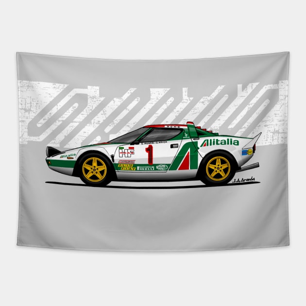 The coolest rally car ever with the most italian livery Tapestry by jaagdesign