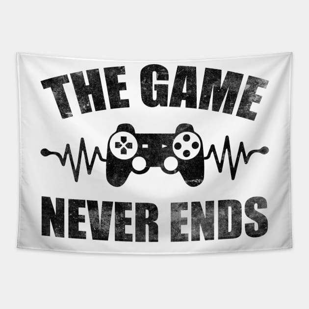 game never ends heartbeat controller gamer quote gaming Tapestry by jodotodesign