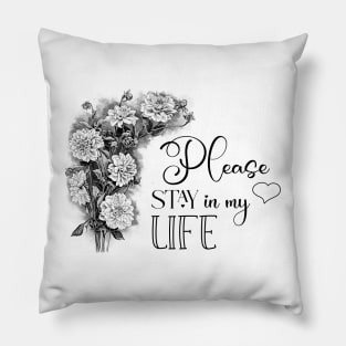 Flowers Bouquet with Love Text Pillow