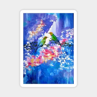 Blue, Purple and Green Birds Magnet