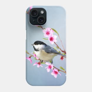 Carolina Chickadee and Peach Blossoms Phone Case