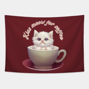 Kiss Meow For Coffee Tapestry