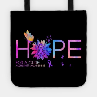 Hope For A Cure Alzheimer Awareness Flower Butterfly Gift Tote