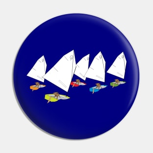 Dogs Racing Optimist Sailing Dingies Pin