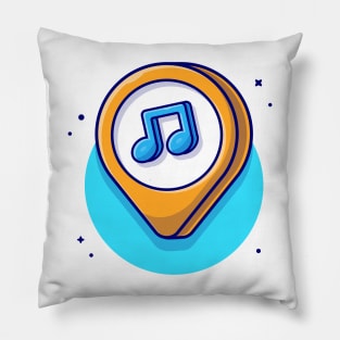 Music Location with Note of Music Cartoon Vector Icon Illustration Pillow