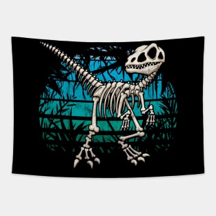 Skeleton Raptor Velociraptor Blue Jungle Dino Tapestry