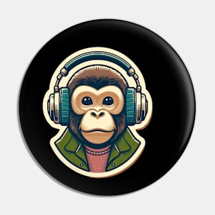 headphones chimp Pin