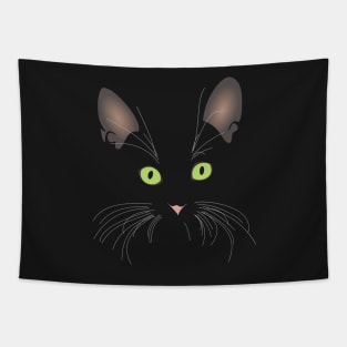 Black cat head on black Tapestry