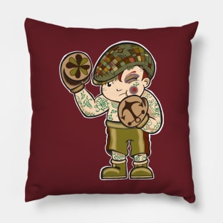 Silver Shamrock Tattoo Company Boxer Kewpie Doll in color Pillow