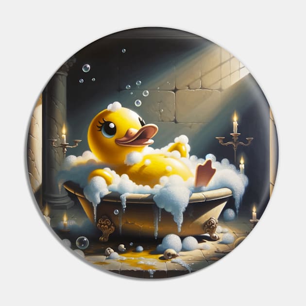 Bubbly Duck Delight: Quirky Bubble Bath Day Pin by Edd Paint Something