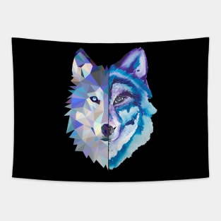 Geometric Wolf Tapestry