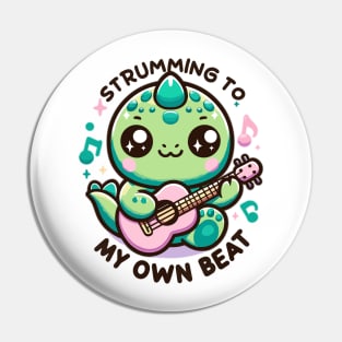 "Strumming to My Own Beat" T-Rex Guitarist Pin