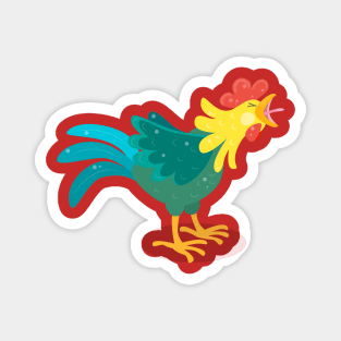 Cute crowing rooster cartoon illustration Magnet
