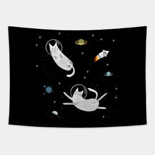 Cats in space. Cute typographi print with cats astronaut. Tapestry