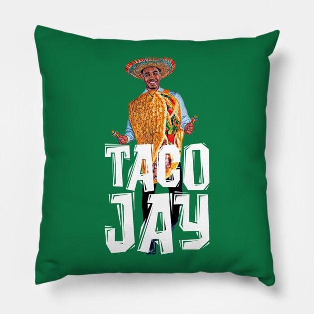 TACO JAY (white font) Pillow by Basketballisfun