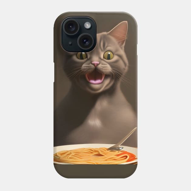 Surprise Cat Love Eating Vegan Spaghetti Phone Case by animegirlnft