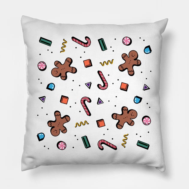 Retro Gingerbread Pattern Pillow by JPenfieldDesigns