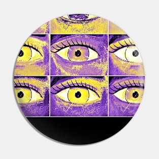 Nonbinary Pride Painted Eyes Collage Pin