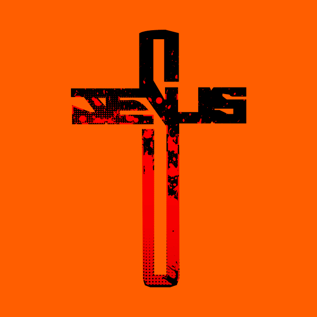 Red and Black Jesus Cross by AlondraHanley