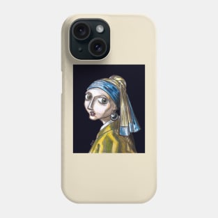 Caricature Girl with a Pearl Earring Phone Case