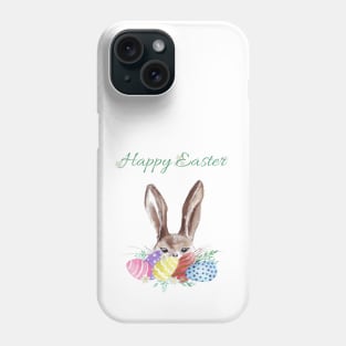 Happy Easter eggs and cute bunny Phone Case