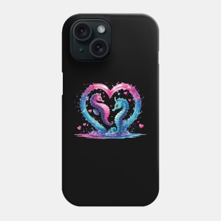 watercolor seahorse couple Phone Case