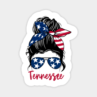 Tennessee girl Messy bun , American Girl , Tennessee Flag Magnet