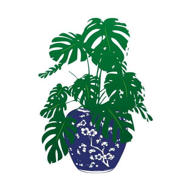 Monstera Plant in Blue and White Plant Pot | Monstera Leaves | House Plants | Pot Plants | Potted Plants | by Eclectic At Heart