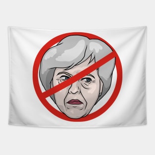 Theresa May No Road Sign Illustration Tapestry