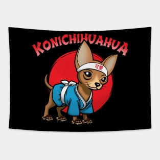 Konichihuahua Funny Cute Japanese Chihuahua Konnichiwa Meme For Dog Lovers Tapestry