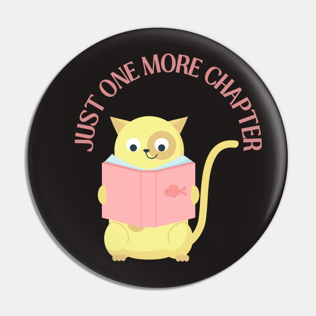 Cat reading book Just one more chapter I Love Books Bookoholic Pin by BoogieCreates