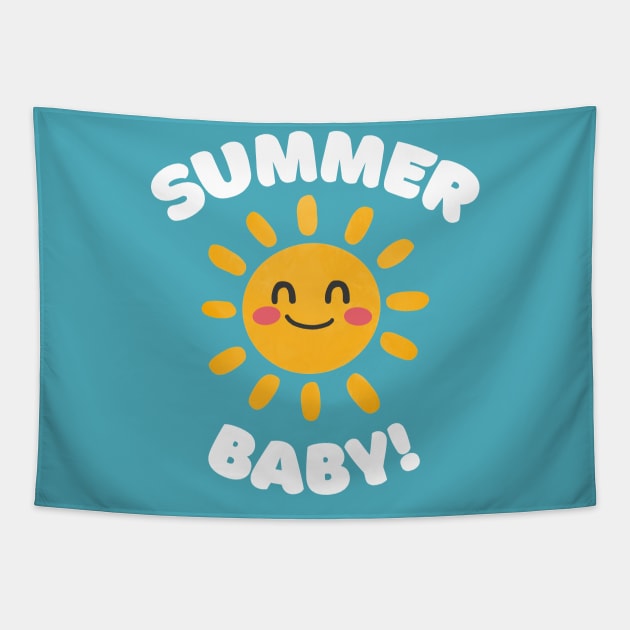 Summer Baby - Retro Smiley Sun Design Tapestry by DankFutura