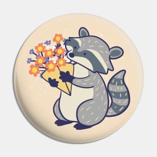 Racoon and Flowers Pin