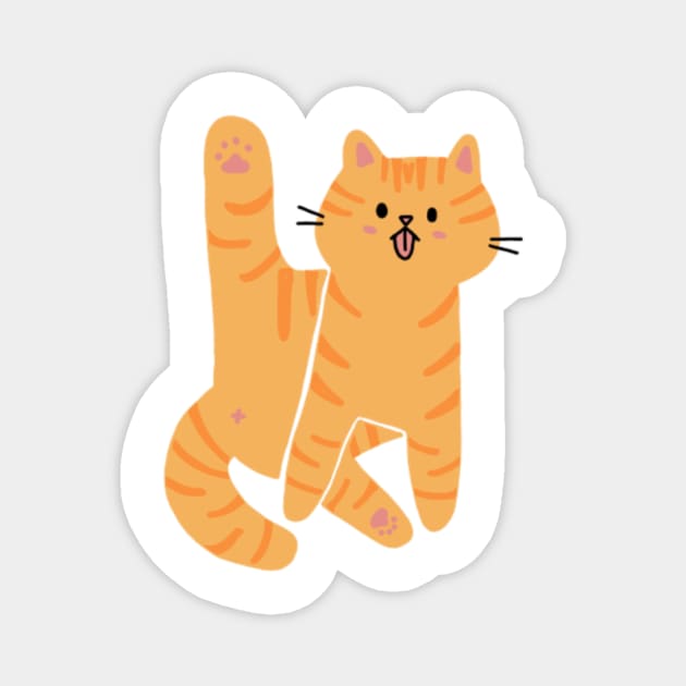 Orange Cat Licking Butt Magnet by waddleworks