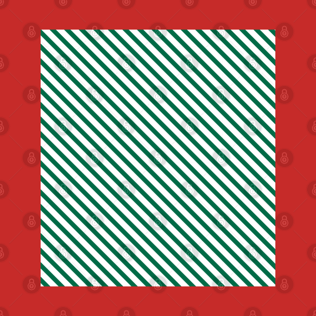 Green and White Candy Cane Stripes Diagonal Lines by squeakyricardo