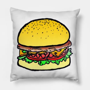 colored burger Pillow