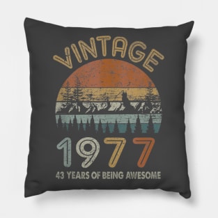 43 Years Old Retro Vintage 1977 43rd Birthday Gifts Pillow