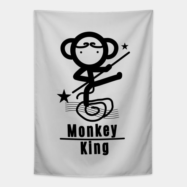 Stickman Monkey King Sun Wukong Tapestry by DesignTree