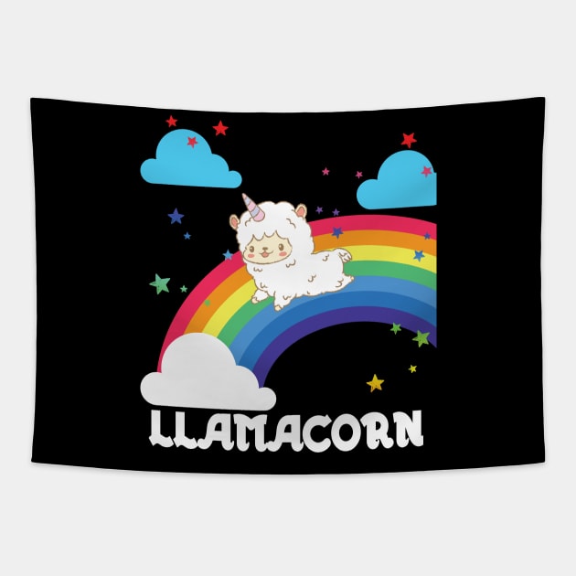 'Llama Unicorn LlamaCorn Rainbow' Alpaca Llama Trendy Gift Tapestry by ourwackyhome