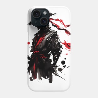 Crimson Shadow: Ink Wash Ninja Phone Case