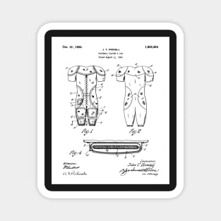 Football Pads Patent - Football Player Coach Team Art - White Magnet