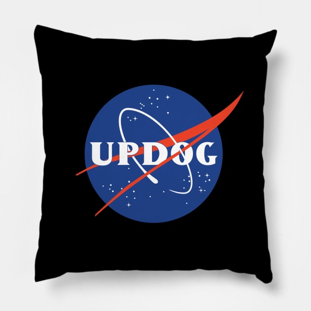 Spacey Updog Pillow by DCLawrenceUK