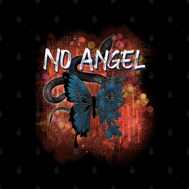 No Angel Design With A Snake And Blue Butterfly-Flowers by Quirky And Funny Animals