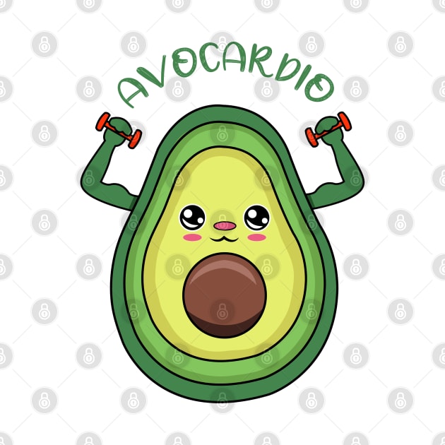 AVOCARDIO, cute avocado  lifting weights by JS ARTE
