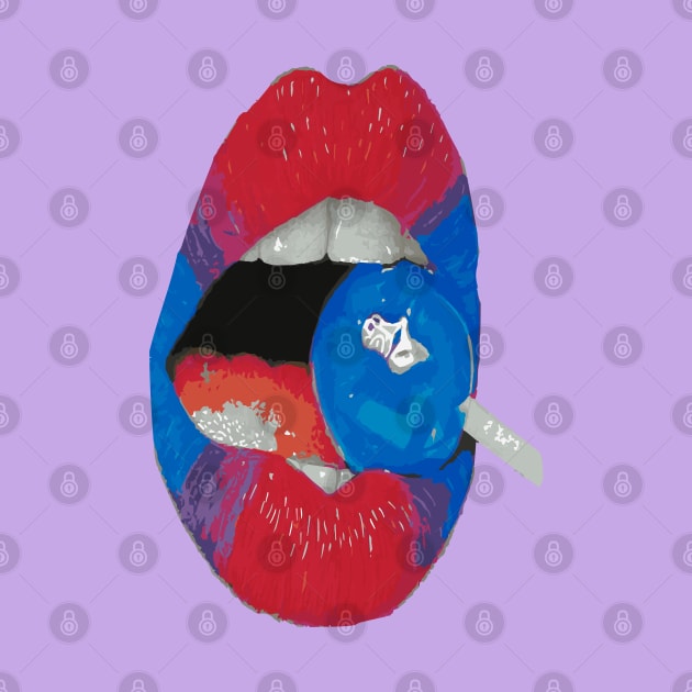 red blue lolipop lips by lazykitty