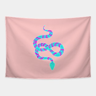 Neon Snakes on Pink Tapestry