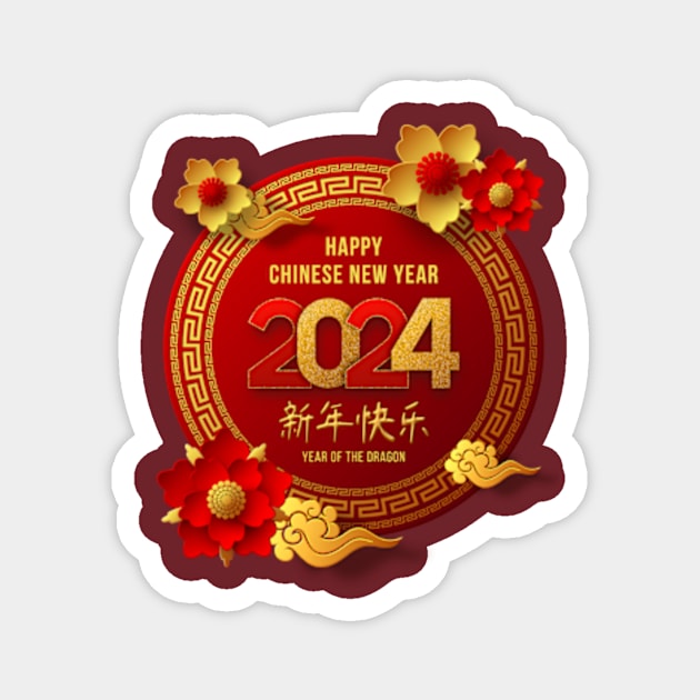 Lunar New Year 2024 The Year Of Dragon 2024 Men Women Kids Magnet by AimArtStudio