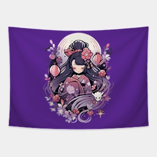 Lunar Geisha Doll Tapestry