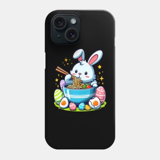 Easter bunny eating ramen noodles with Easter eggs Phone Case